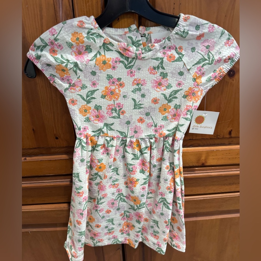 Little Lass Floral Print Dress with Pink and Orange Flowers